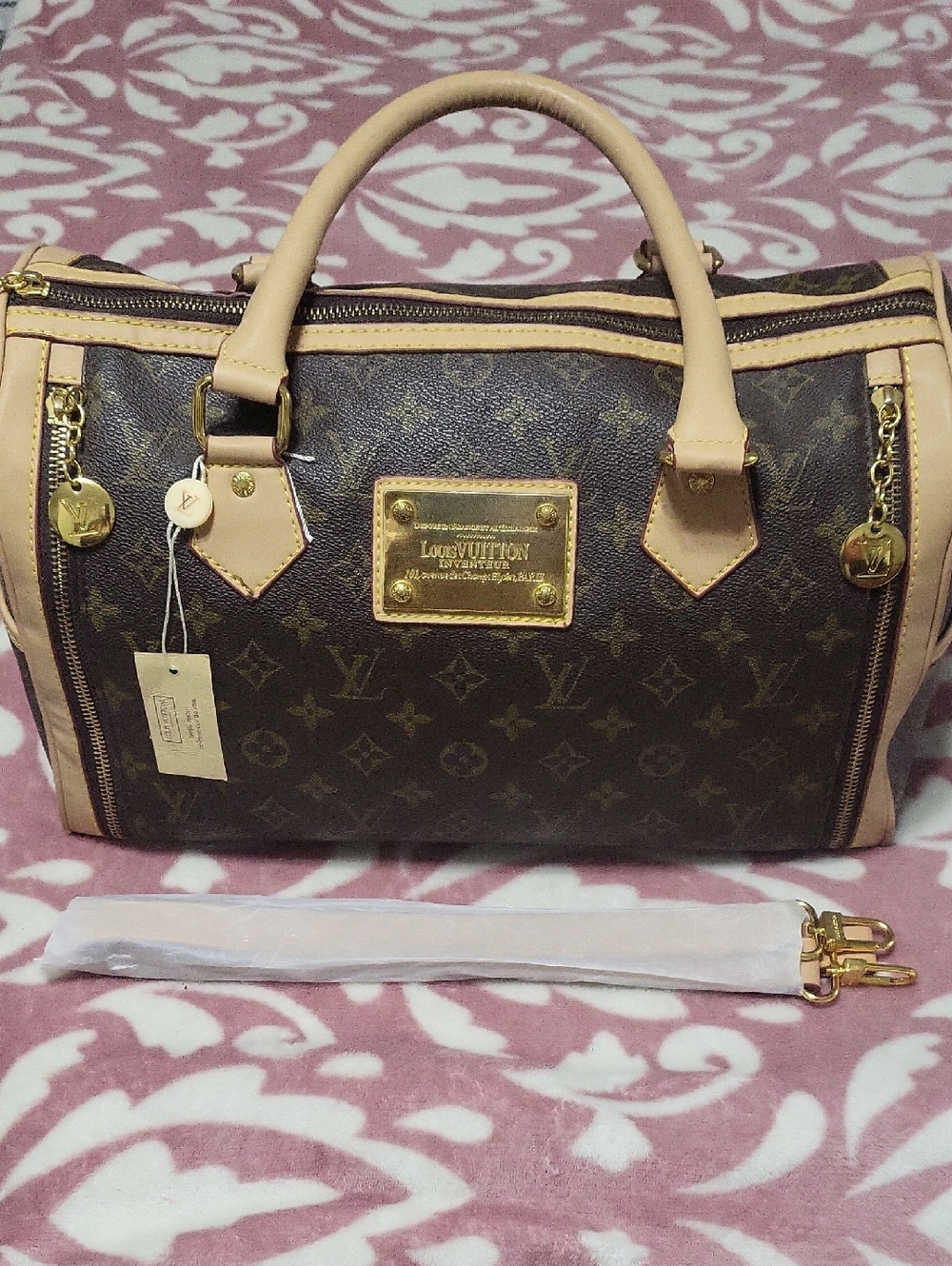 Inspire Louis Vuitton Monogram Canvas Satchel Handbag in Brown and Tan